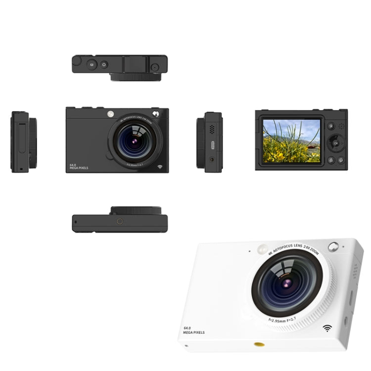 High-Definition CCD Digital Camera 64 Million WiFi Card Camera, Color: Black + Headphone Cable