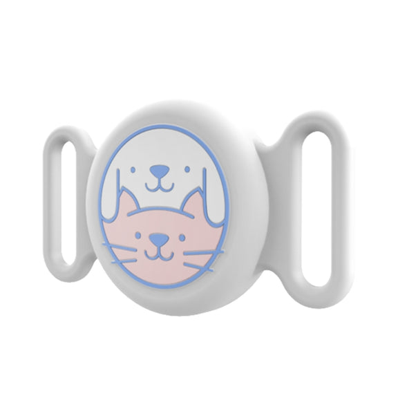 For AirTag Pet Collar Locator Silicone Life Water-resistant Protective Case(White)