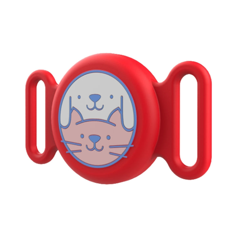 For AirTag Pet Collar Locator Silicone Life Water-resistant Protective Case(Red)