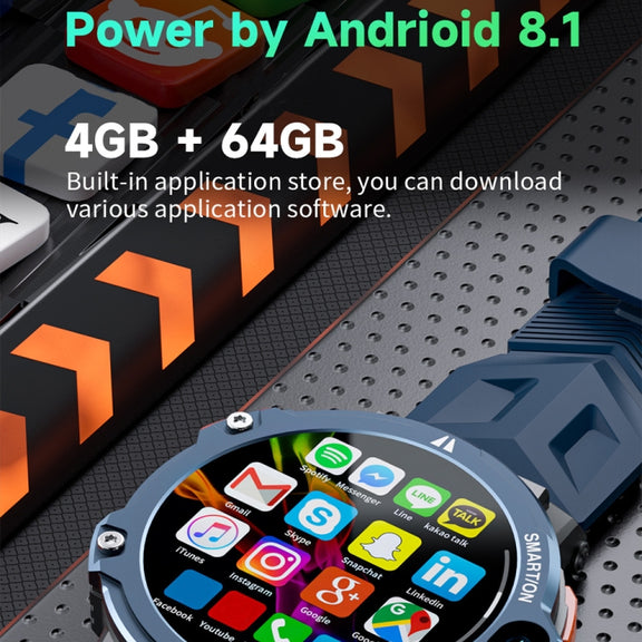 LOKMAT APPLLP6 PRO 1.54-inch 4G+64G Android 8.1 Dual-camera Independent Card Smart Watch(Black)