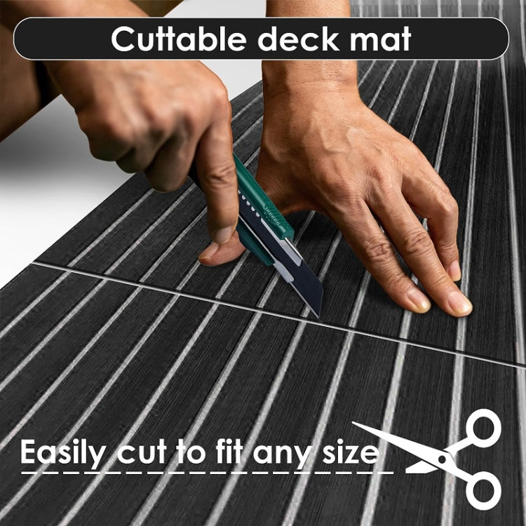 240x60x0.6cm Black White Yacht Imitation Teak Anti-Slip Deck EVA Mat