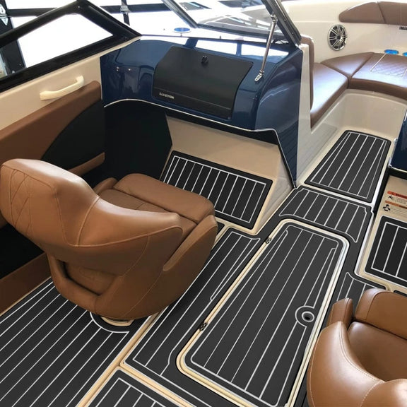 240x45x0.6cm Black White Yacht Imitation Teak Anti-Slip Deck EVA Mat