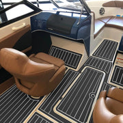 240x60x0.6cm Black White Yacht Imitation Teak Anti-Slip Deck EVA Mat