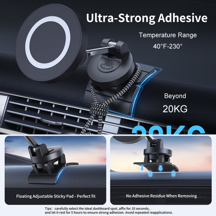 Center Console 360 Rotating Magnetic Car Phone Holder Zinc Alloy Automotive Navigation Bracket(Black)