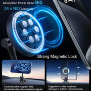 Center Console 360 Rotating Magnetic Car Phone Holder Zinc Alloy Automotive Navigation Bracket(Black)