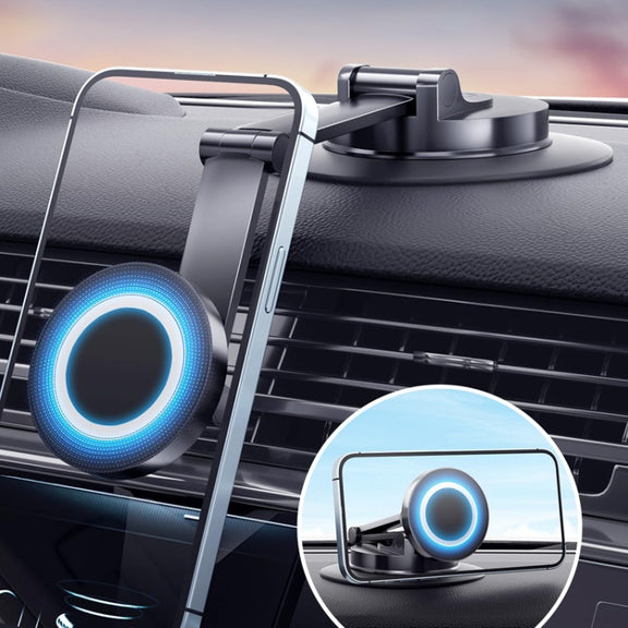 360 Rotating Car Magnetic Cell Phone Holder Magsafe Metal Car Folding Navigation Stand(Black)
