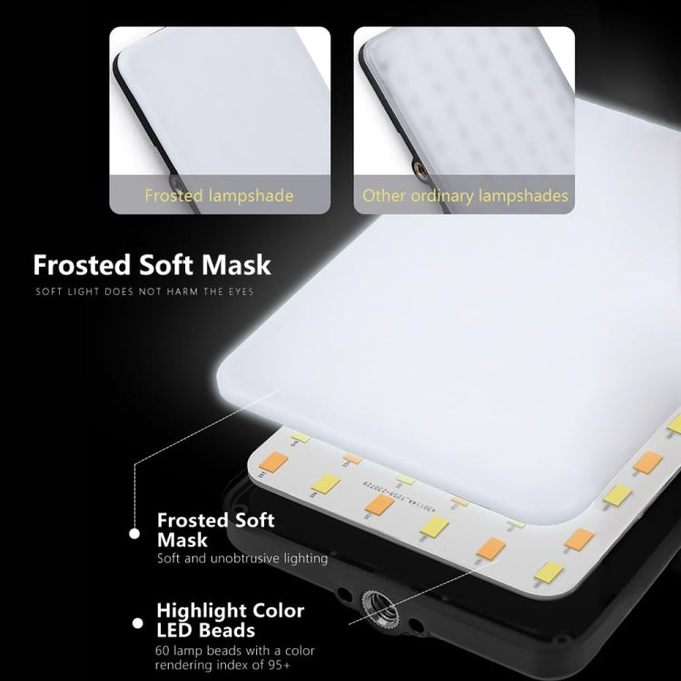 60 LEDs Rechargeable Clip Fill Light With Front & Back Clip Adjusted 3 Light Modes For Phone, Spec: A Type White
