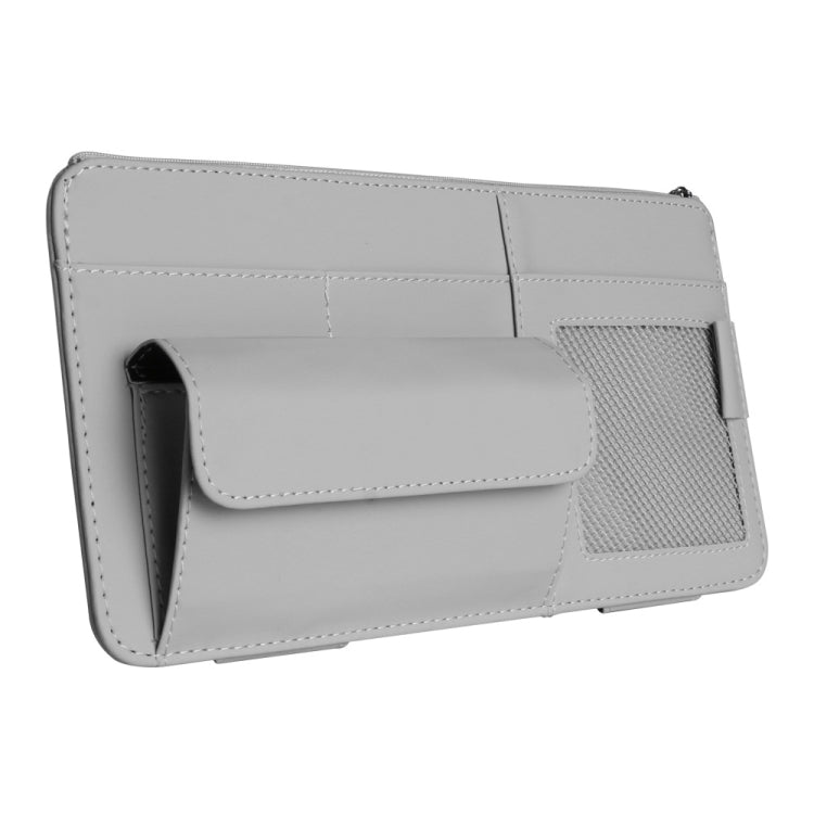 Multi-functional Car Sunshade Sunglasses ID Ticket Storage Bag Car Sun Visor Eyeglasses Case(Grey)