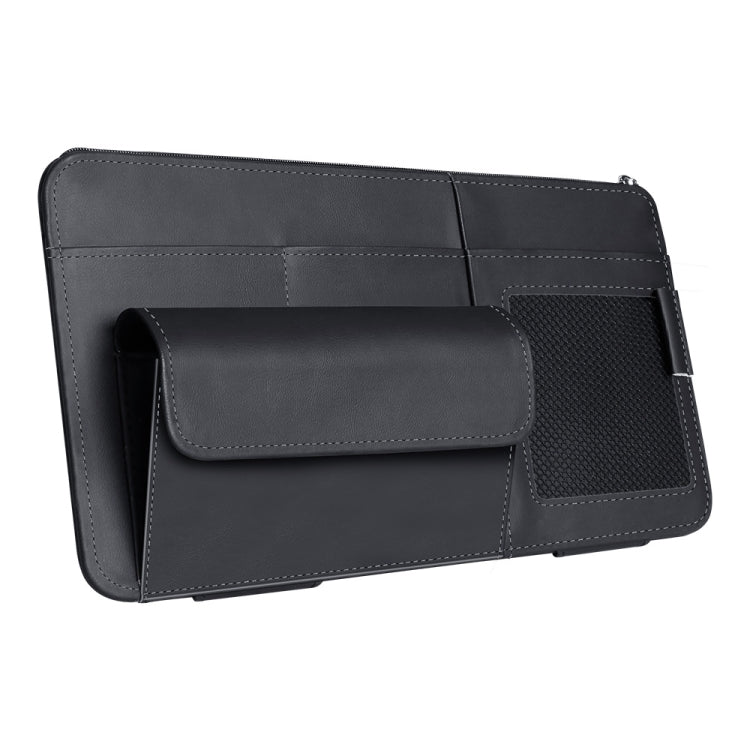 Multi-functional Car Sunshade Sunglasses ID Ticket Storage Bag Car Sun Visor Eyeglasses Case(Black)