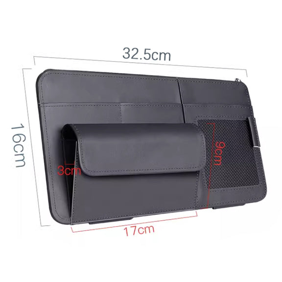 Multi-functional Car Sunshade Sunglasses ID Ticket Storage Bag Car Sun Visor Eyeglasses Case(Grey)