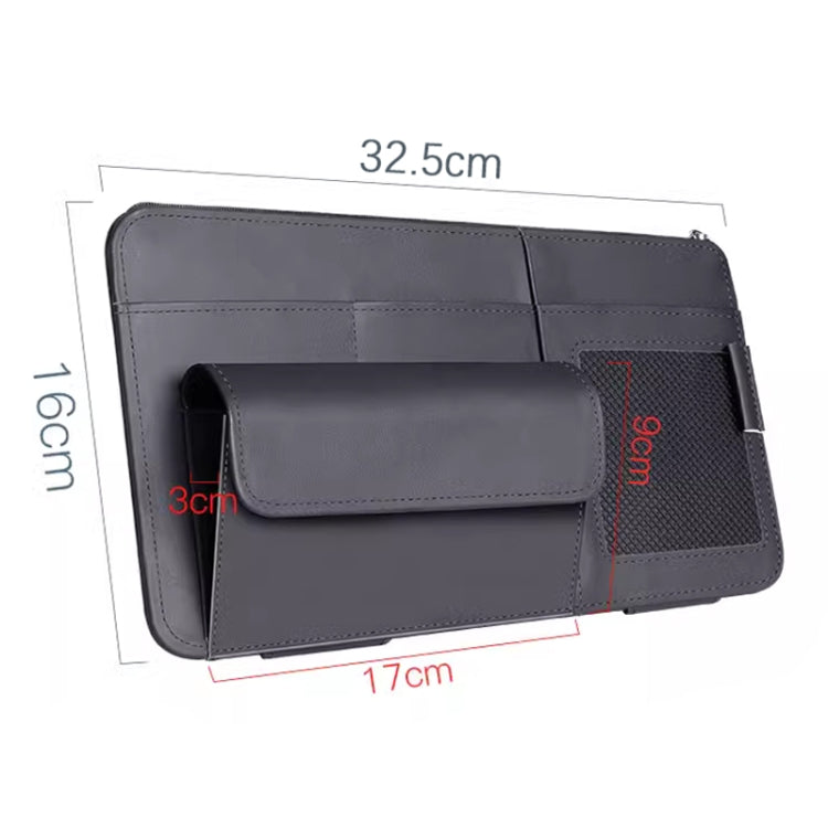 Multi-functional Car Sunshade Sunglasses ID Ticket Storage Bag Car Sun Visor Eyeglasses Case(Grey)