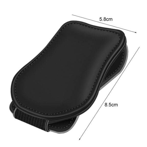 Car Eyeglasses Clip Car Leather Magnetic Closure Sunglasses Storage Bag(Grey)