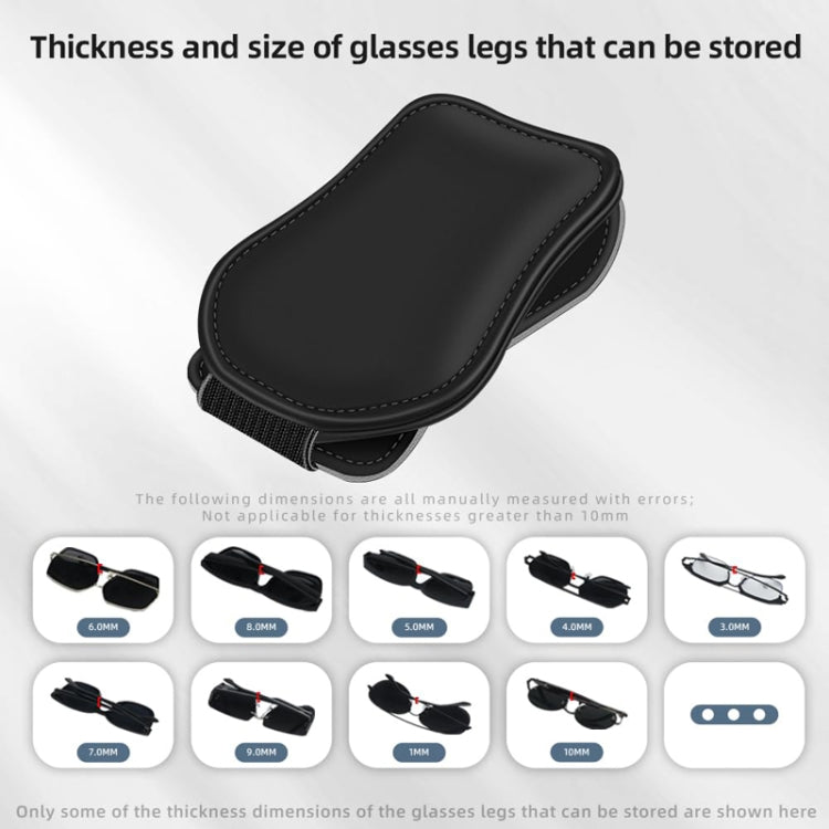 Car Eyeglasses Clip Car Leather Magnetic Closure Sunglasses Storage Bag(Grey)