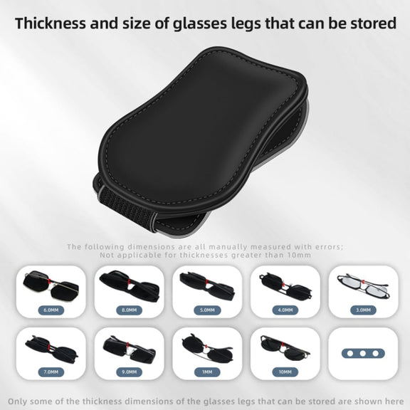 Car Eyeglasses Clip Car Leather Magnetic Closure Sunglasses Storage Bag(Grey)