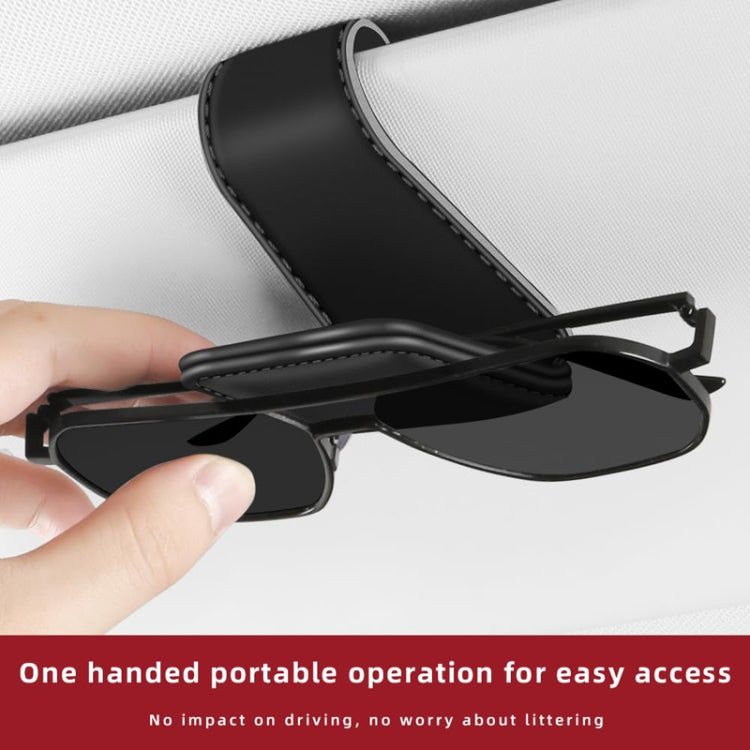 Car Eyeglasses Clip Car Leather Magnetic Closure Sunglasses Storage Bag(Grey)