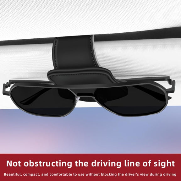 Car Eyeglasses Clip Car Leather Magnetic Closure Sunglasses Storage Bag(Grey)