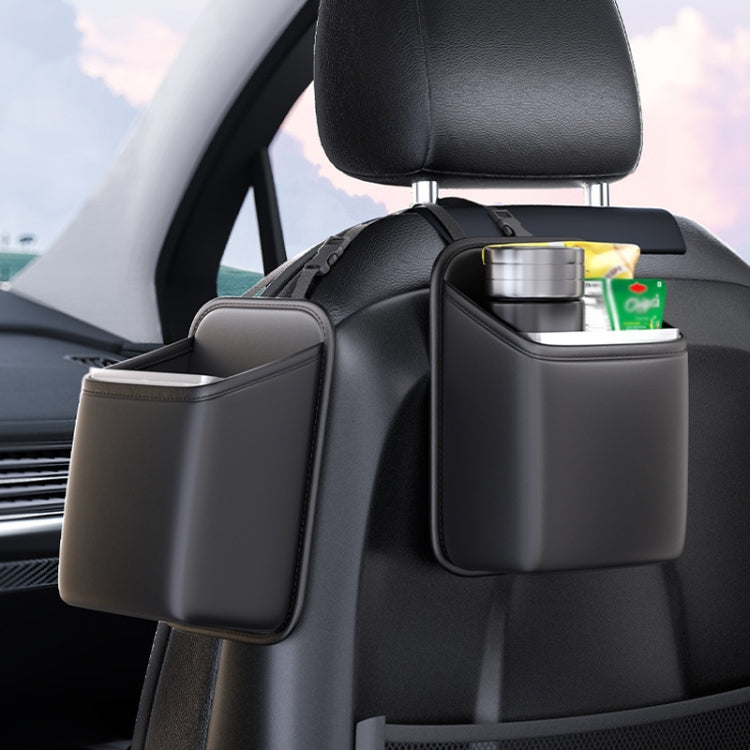 Car Seat Storage Bag With Water-resistant Bucket Car Storage Multifunctional Trash Can(Black)