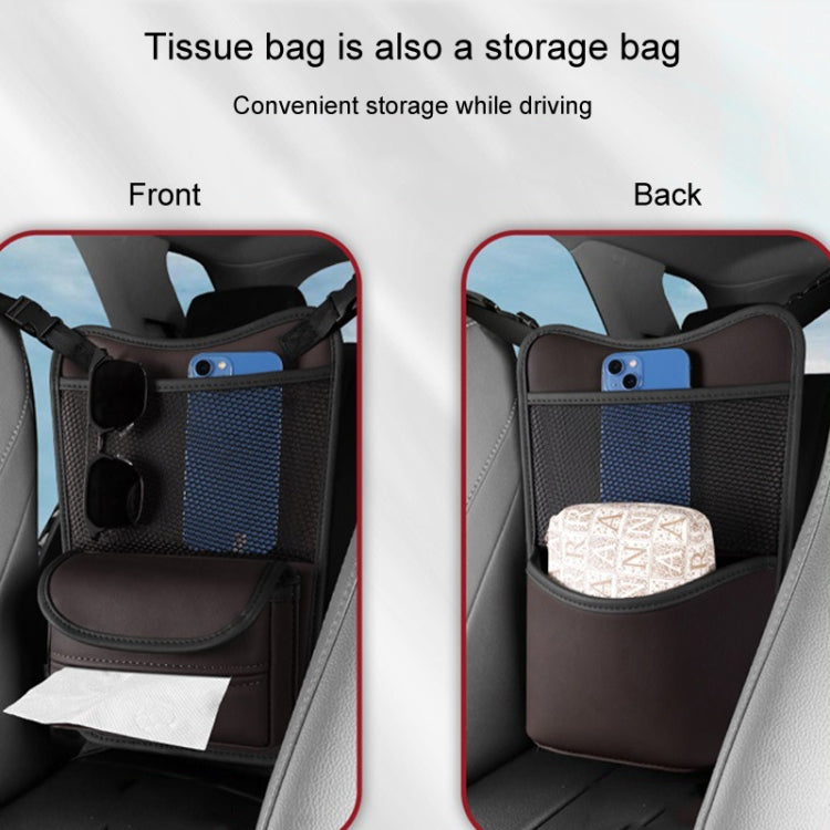 Car Between Seats Organizer Multifunctional Storage Bag Front And Back Dual Usage Tissue Box(Black)