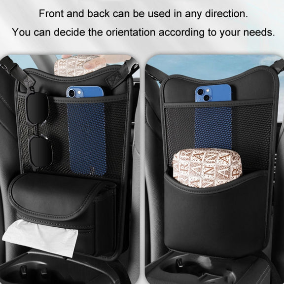 Car Between Seats Organizer Multifunctional Storage Bag Front And Back Dual Usage Tissue Box(Grey)