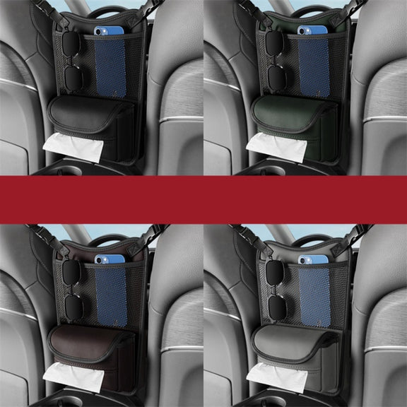 Car Between Seats Organizer Multifunctional Storage Bag Front And Back Dual Usage Tissue Box(Grey)