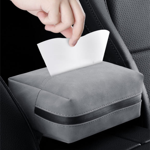 Car Armrest Box Tissue Box Car Sun Visor Seat Back Hanging Tissue Storage Bag(Black)