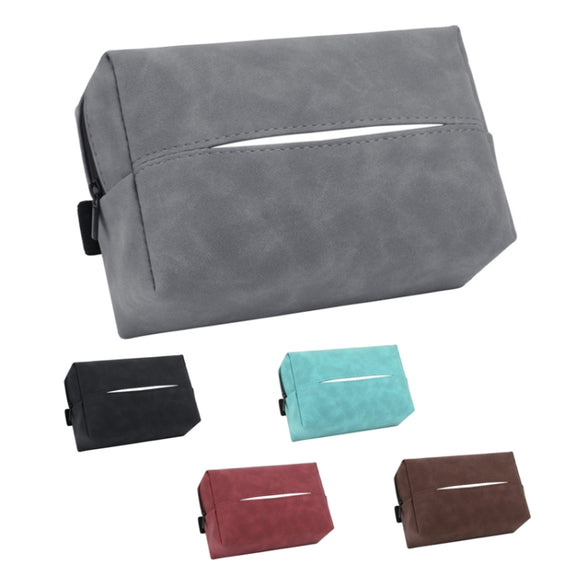 Car Armrest Box Tissue Box Car Sun Visor Seat Back Hanging Tissue Storage Bag(Brown)
