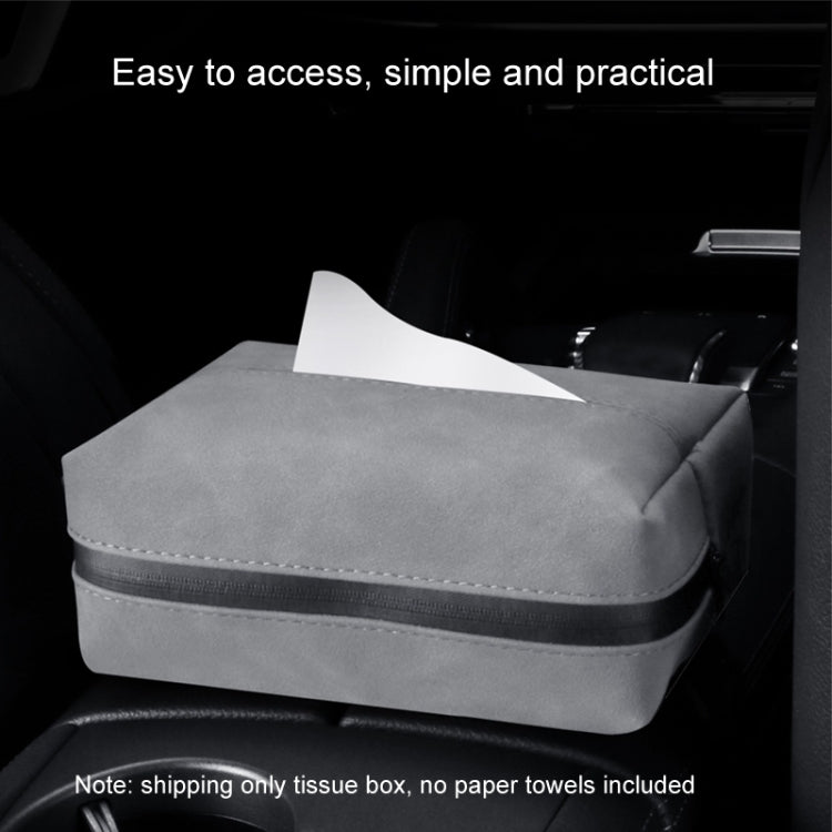 Car Armrest Box Tissue Box Car Sun Visor Seat Back Hanging Tissue Storage Bag(Brown)
