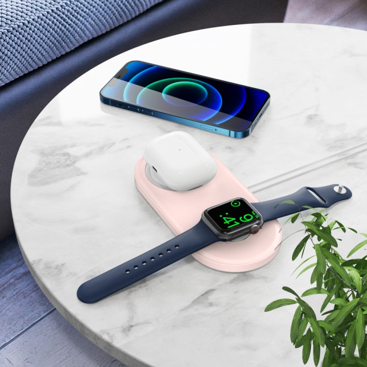 For Apple Watch / iPhone AhaStyle PT135 2 In 1 Silicone Wireless Charging Base(Pink)