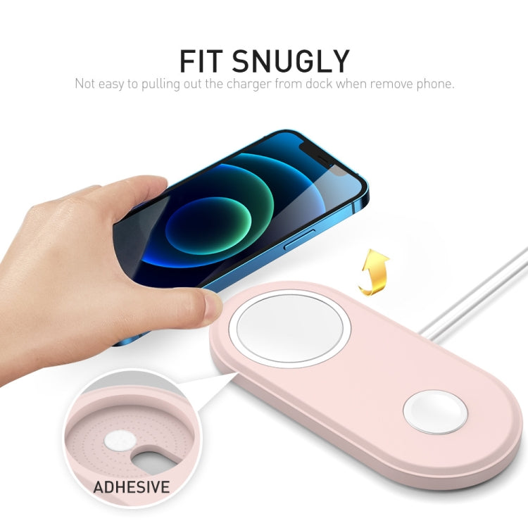 For Apple Watch / iPhone AhaStyle PT135 2 In 1 Silicone Wireless Charging Base(Pink)