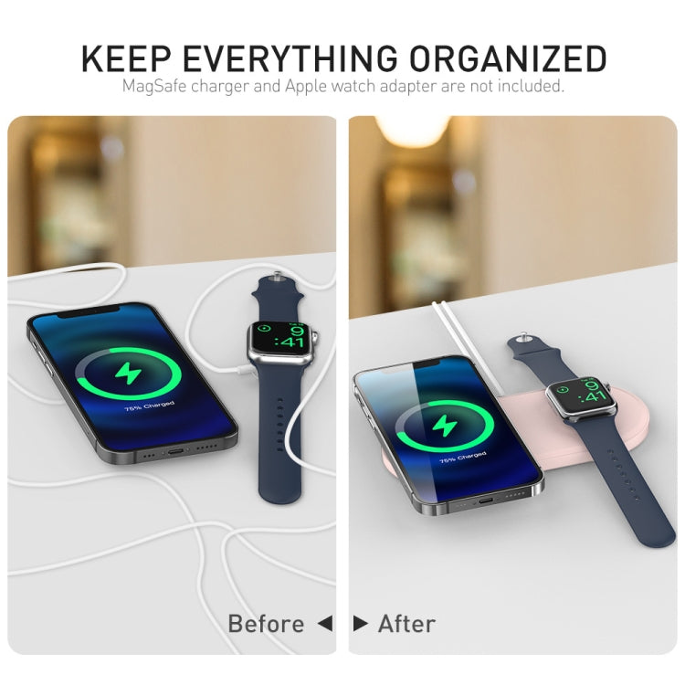 For Apple Watch / iPhone AhaStyle PT135 2 In 1 Silicone Wireless Charging Base(Pink)
