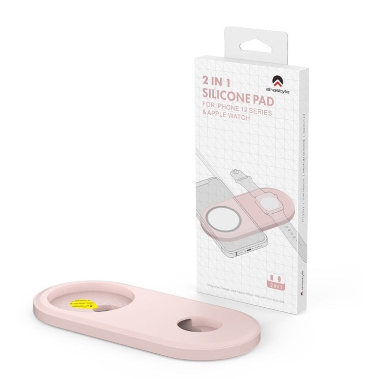 For Apple Watch / iPhone AhaStyle PT135 2 In 1 Silicone Wireless Charging Base(Grey)
