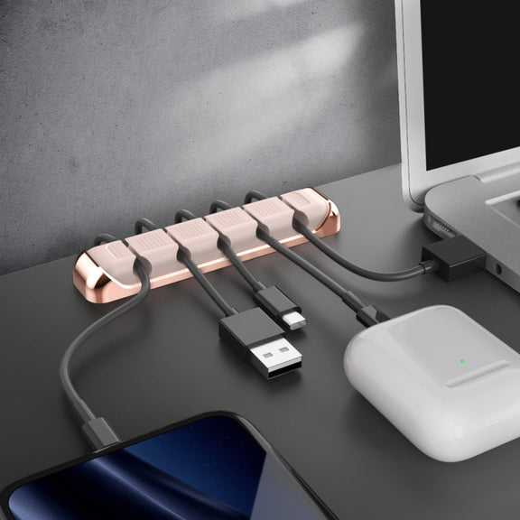AhaStyle PT125 Aluminum Alloy + Silicone 5 Holes Position Cable Holder Desktop Data Cable Clip(Gray)