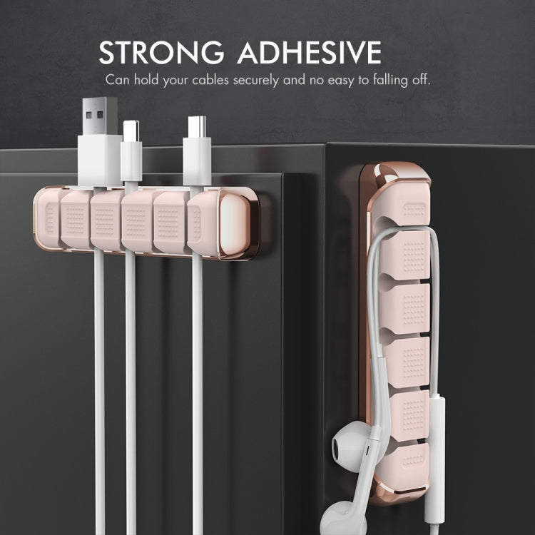 AhaStyle PT125 Aluminum Alloy + Silicone 5 Holes Position Cable Holder Desktop Data Cable Clip(Gray)