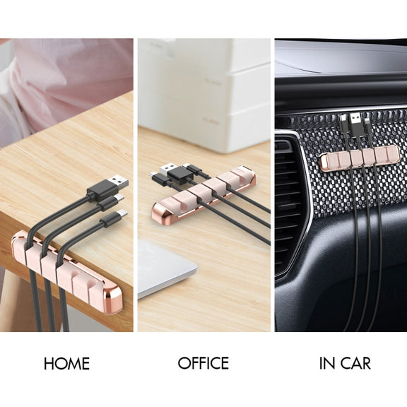 AhaStyle PT125 Aluminum Alloy + Silicone 5 Holes Position Cable Holder Desktop Data Cable Clip(Gray)