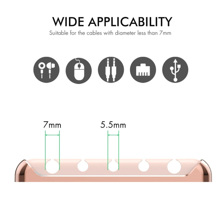 AhaStyle PT125 Aluminum Alloy + Silicone 5 Holes Position Cable Holder Desktop Data Cable Clip(Gray)
