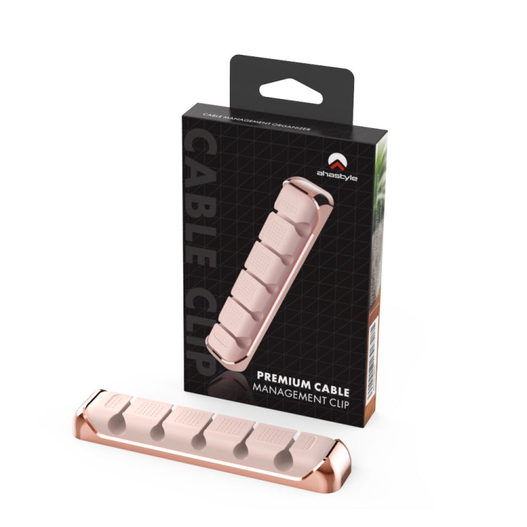 AhaStyle PT125 Aluminum Alloy + Silicone 5 Holes Position Cable Holder Desktop Data Cable Clip(Gray)