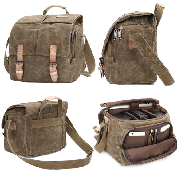 Camera Shoulder Messenger Bag Batik Canvas Water-resistant Photography SLR Camera Bag(Dark Gray)