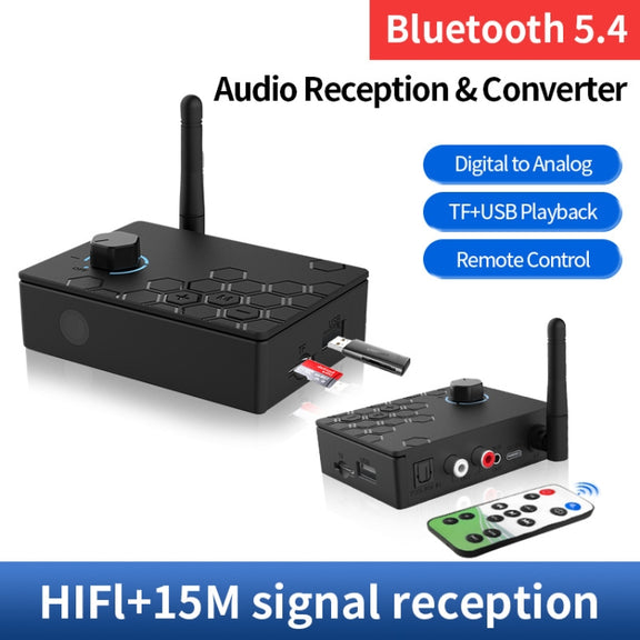 Bluetooth 5.4 Receiver Digital To Analog Card U Disk Converter Adapter With Remote Control(Coaxial Conversion)