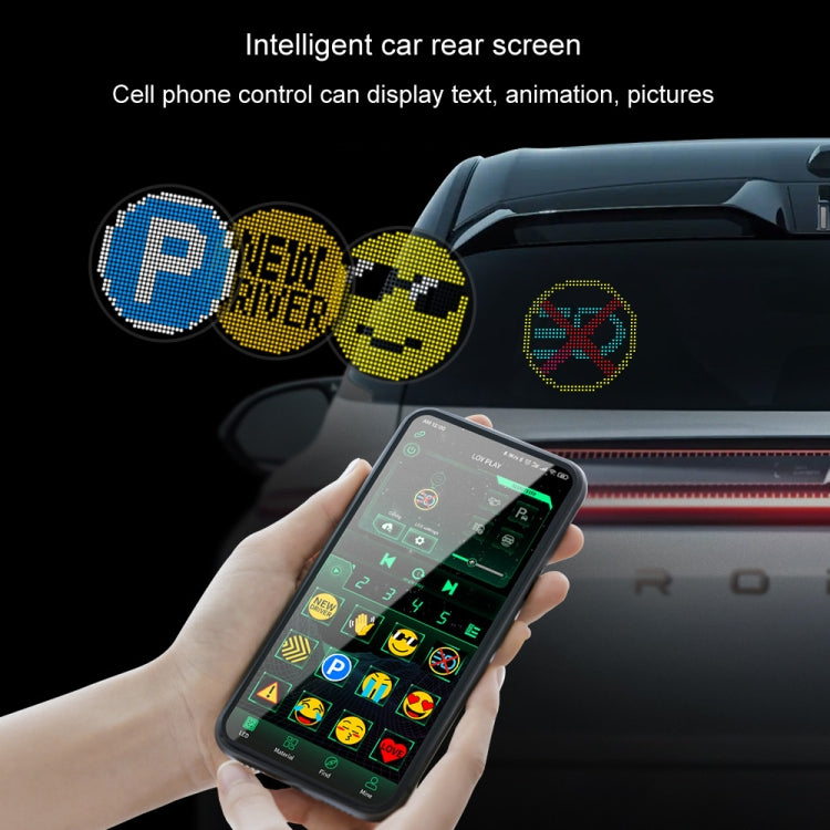 HI.GROOM Car LED Customized Pixel Emoticon Lights Bluetooth Remote Control Interactive AI Screen, Style: No Remote Control