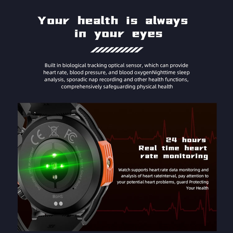 LOKMAT ZEUS6 PRO 1.46-Inch IP68 Water-resistant SOS Flashlight Bluetooth Smart Watch(Black)