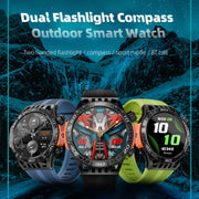 LOKMAT ZEUS6 PRO 1.46-Inch IP68 Water-resistant SOS Flashlight Bluetooth Smart Watch(Black)