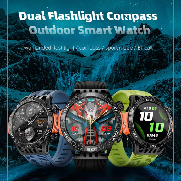 LOKMAT ZEUS6 PRO 1.46-Inch IP68 Water-resistant SOS Flashlight Bluetooth Smart Watch(Black)