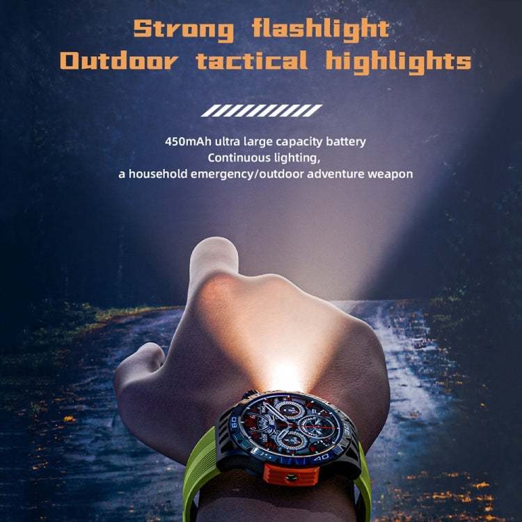 LOKMAT ZEUS6 PRO 1.46-Inch IP68 Water-resistant SOS Flashlight Bluetooth Smart Watch(Yellow Green)
