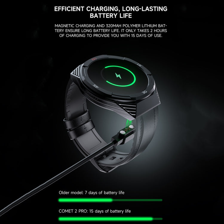 LOKMAT COMET2 PRO 1.46-Inch 5ATM Water-resistant Bluetooth Call Smart Watch, Color: Black Leather