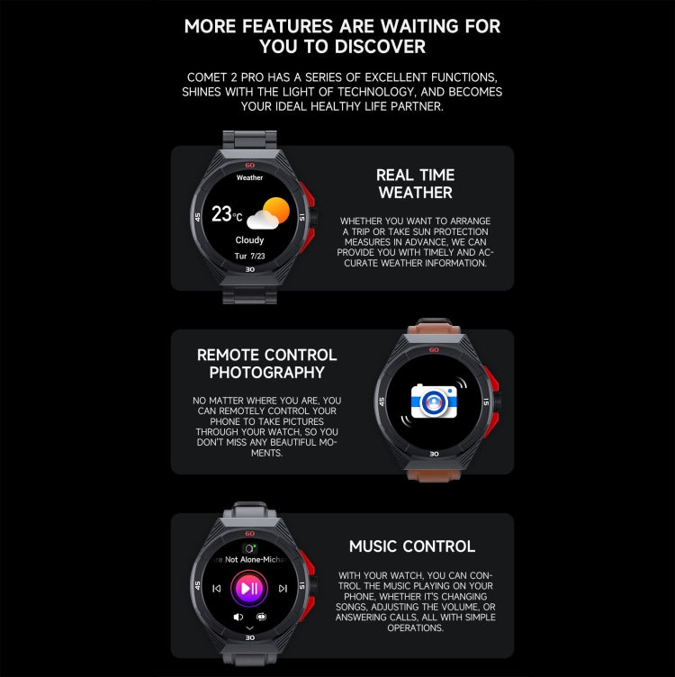 LOKMAT COMET2 PRO 1.46-Inch 5ATM Water-resistant Bluetooth Call Smart Watch, Color: Black Leather