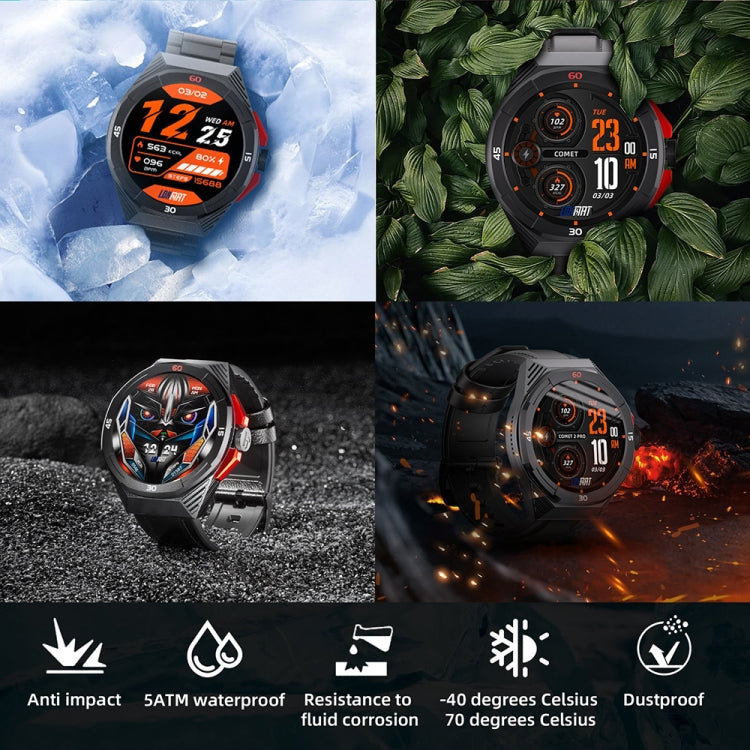 LOKMAT COMET2 PRO 1.46-Inch 5ATM Water-resistant Bluetooth Call Smart Watch, Color: Black Leather