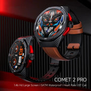LOKMAT COMET2 PRO 1.46-Inch 5ATM Water-resistant Bluetooth Call Smart Watch, Color: Black Leather