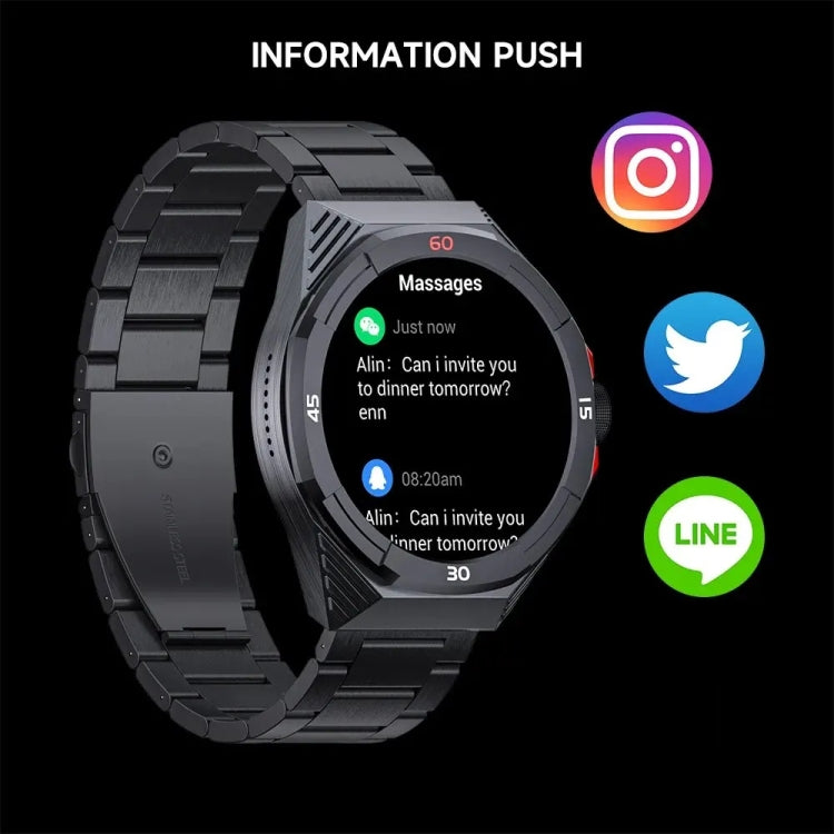 LOKMAT COMET2 PRO 1.46-Inch 5ATM Water-resistant Bluetooth Call Smart Watch, Color: Black Leather