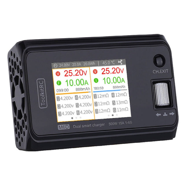 ToolkitRC M6D 500W Toy Airplane Dual Channel Li-Po Battery Balance Charger(Black)
