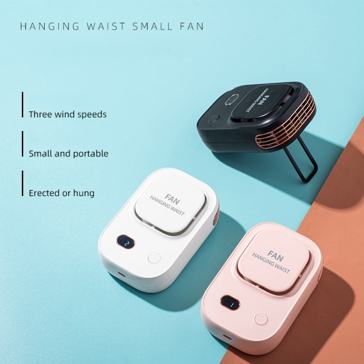 HX-150A Outdoor Digital Display Silent USB Charging Bladeless Waist Hanging Neck Fan(White)